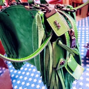 Green fringed Coach Purse